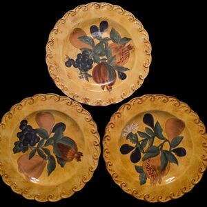Artisan Yellow Fruit Dinner Plates Set